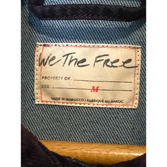 We The Free Suzy Flocked Denim Jacket NWT Wine Burgundy Size M - Picture 5 of 12